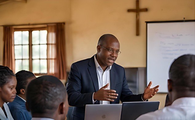 A church leader teaching a group
